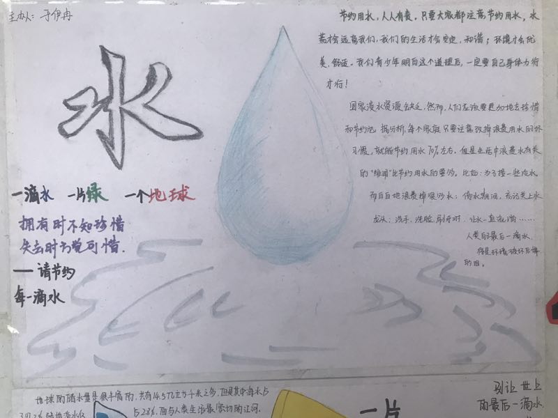 爱水惜水,节约用水——衡水十四中举办"细水长流"主题手抄报比